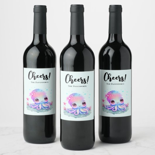 Étiquette Pour Bouteilles De Vin Cute Octopus Sea Creator (Bouteilles)