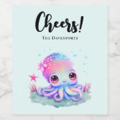 Étiquette Pour Bouteilles De Vin Cute Octopus Sea Creator (Étiquettes simples)