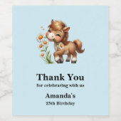 Étiquette Pour Bouteilles De Vin Cute Pony Mange Daisées Anniversaire (Étiquettes simples)
