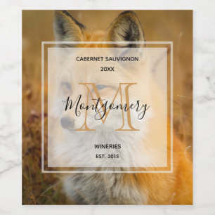 Étiquette Pour Bouteilles De Vin Cute Red Fox Wilderness Nature Photo Fabrication d