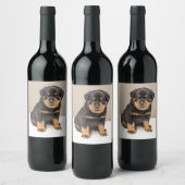 Étiquette Pour Bouteilles De Vin Cute Rottweiler Puppy (Bouteilles)