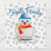 Étiquette Pour Bouteilles De Vin Cute Snowman (Étiquettes simples)