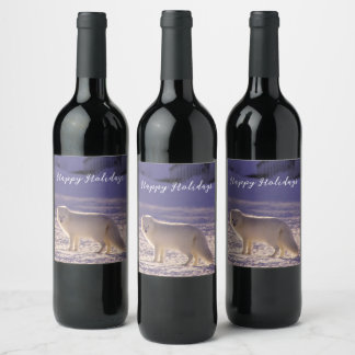 Étiquette Pour Bouteilles De Vin Cute White Arctic Fox neige hiver Photographie