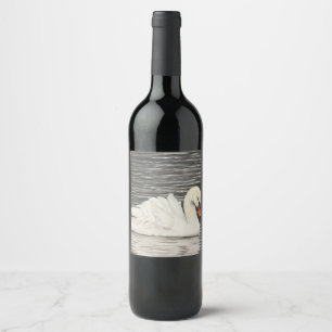 Étiquette Pour Bouteilles De Vin Cygne de parc de Bowering