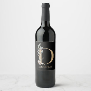 Étiquette Pour Bouteilles De Vin D Monogram Floral Étiquette de vin personnalisé