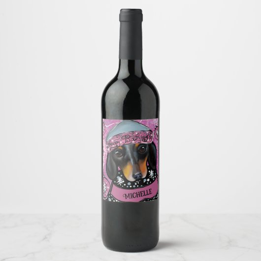 ÉTIQUETTE POUR BOUTEILLES DE VIN DACHSHUND  (Devant)