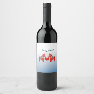Étiquette Pour Bouteilles De Vin Dala Cheval Twin Scandinave Folk Art avec coeur