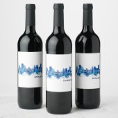 Étiquette Pour Bouteilles De Vin Damas Syria Skyline Blue (Bouteilles)