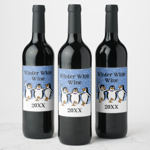 Étiquette Pour Bouteilles De Vin Dancing Penguins Design Vin Étiquette