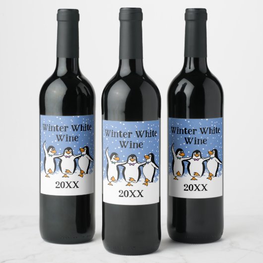 Étiquette Pour Bouteilles De Vin Dancing Penguins Design Vin Étiquette (Bouteilles)