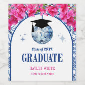 Étiquette Pour Bouteilles De Vin Dancing Queen Disco Ball Graduation Party (Étiquettes simples)