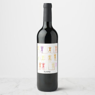 Étiquette Pour Bouteilles De Vin Danse avec les couleurs Femme Kaleidoscope