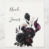 Étiquette Pour Bouteilles De Vin Dark Moody Romantic Floral Mariage blanc (Étiquettes simples)