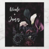 Étiquette Pour Bouteilles De Vin Dark Moody Romantic Floral Mariage blanc (Étiquettes simples)