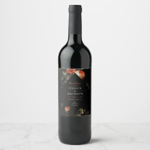 Étiquette Pour Bouteilles De Vin Dark Romantic Floral Rose néerlandais