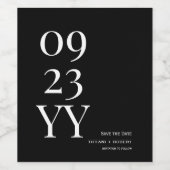 Étiquette Pour Bouteilles De Vin Date en gras blanc sur noir Enregistrer la date (Étiquettes simples)