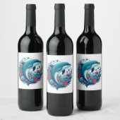 Étiquette Pour Bouteilles De Vin Dauphin marin/côtier mignon (Bouteilles)