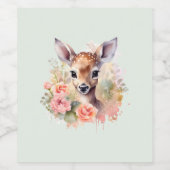 Étiquette Pour Bouteilles De Vin De Beaux Cerfs Entourés De Roses (Étiquettes simples)