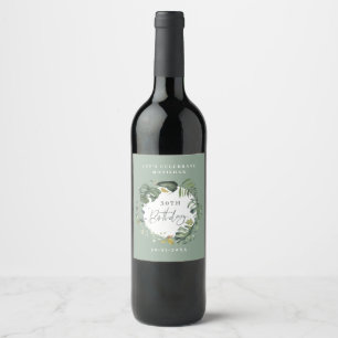 Étiquette Pour Bouteilles De Vin Décor de fête d'anniversaire de feuillage
