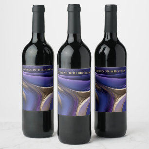 Étiquette Pour Bouteilles De Vin Décor de table moderne bleu violet et or-