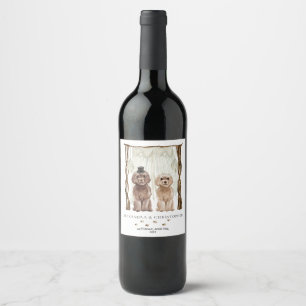Étiquette Pour Bouteilles De Vin Décor Marron Cavapoo Couple de Chiens