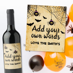 Étiquette Pour Bouteilles De Vin Décoration de fête vintage pour Halloween avec des