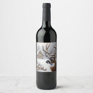 Étiquette Pour Bouteilles De Vin Deer d'hiver/Buck art