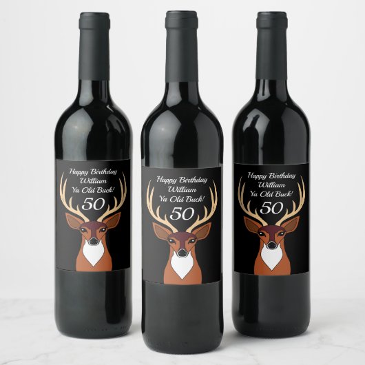 Étiquette Pour Bouteilles De Vin Deer Hunter Funny Vieux Buck 50e anniversaire (Bouteilles)