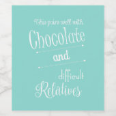 Étiquette Pour Bouteilles De Vin Dégustation de chocolat bleu turquoise (Étiquettes simples)