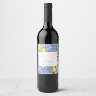 Étiquette Pour Bouteilles De Vin Déjeuner assis pour la douche de mariée principale
