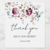 Étiquette Pour Bouteilles De Vin Délicat Fleurs Merci Mariage (Étiquettes simples)