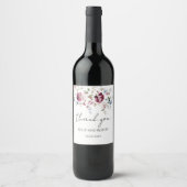 Étiquette Pour Bouteilles De Vin Délicat Fleurs Merci Mariage (Devant)