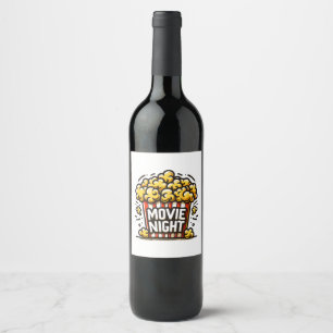 Étiquette Pour Bouteilles De Vin Délice de soirée cinéma Popcorn ludique