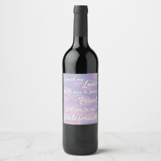 Étiquette Pour Bouteilles De Vin Demande de Demoiselle d'Honneur Nuages Rêveurs