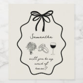 Étiquette Pour Bouteilles De Vin Demande de témoin coquette dessinée à la main (Étiquettes simples)