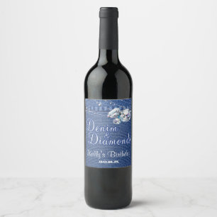 Étiquette Pour Bouteilles De Vin Denim et diamants