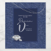 Étiquette Pour Bouteilles De Vin Denim et diamants (Étiquettes simples)