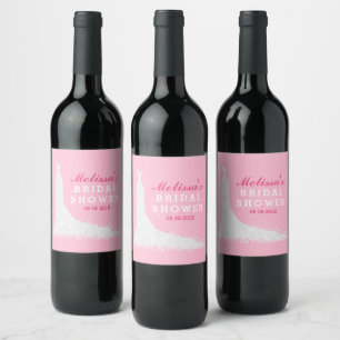 Étiquette Pour Bouteilles De Vin Dentelle blanche Robe mariage douche nuptiale 2