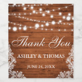 Étiquette Pour Bouteilles De Vin Dentelle Rustique Mariage Éclairage Merci (Étiquettes simples)