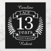 Étiquette Pour Bouteilles De Vin Dentelle Traditionnelle mariage 13 ans (Étiquettes simples)