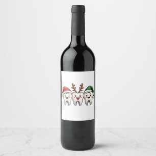 Étiquette Pour Bouteilles De Vin Dentiste Noël Dental Père Noël Floss Xmas Tree