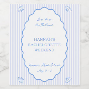 Étiquette Pour Bouteilles De Vin Dernier Toast sur la Côte Bachelorette Bleue Party