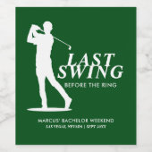 Étiquette Pour Bouteilles De Vin Dernier Tour de Swing avant le Golf Bachelor (Étiquettes simples)
