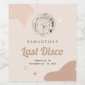 Étiquette Pour Bouteilles De Vin Dernière Disco Rétro Enterrement de Vie de Jeune F (Étiquettes simples)