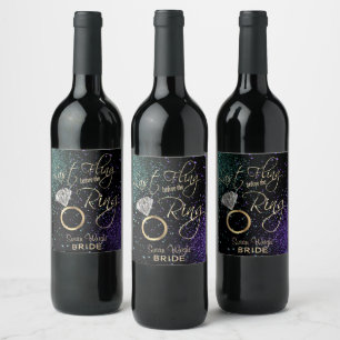 Étiquette Pour Bouteilles De Vin Dernière Fling Bachelorette Party -Turquoise & vio