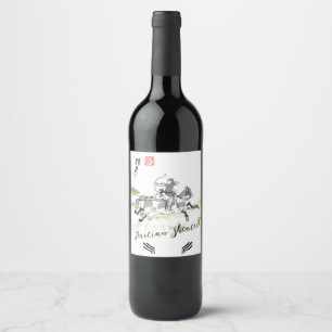 Étiquette Pour Bouteilles De Vin Des cavaliers tirent sur un tir partiel