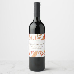 Étiquette Pour Bouteilles De Vin Des Feuilles Rustiques D'Automne Remercient Thanks