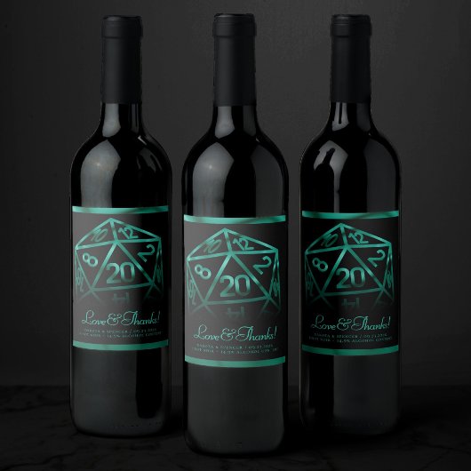 Étiquette Pour Bouteilles De Vin Dés RPG | Émeraude Imaginaire Tabletop Gamer Perso