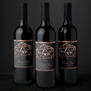 Étiquette Pour Bouteilles De Vin Dés RPG Imaginaire cuivre Tabletop Gamer Merci