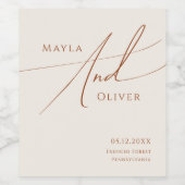 Étiquette Pour Bouteilles De Vin Désert de Whimsical | Mariage beige (Étiquettes simples)